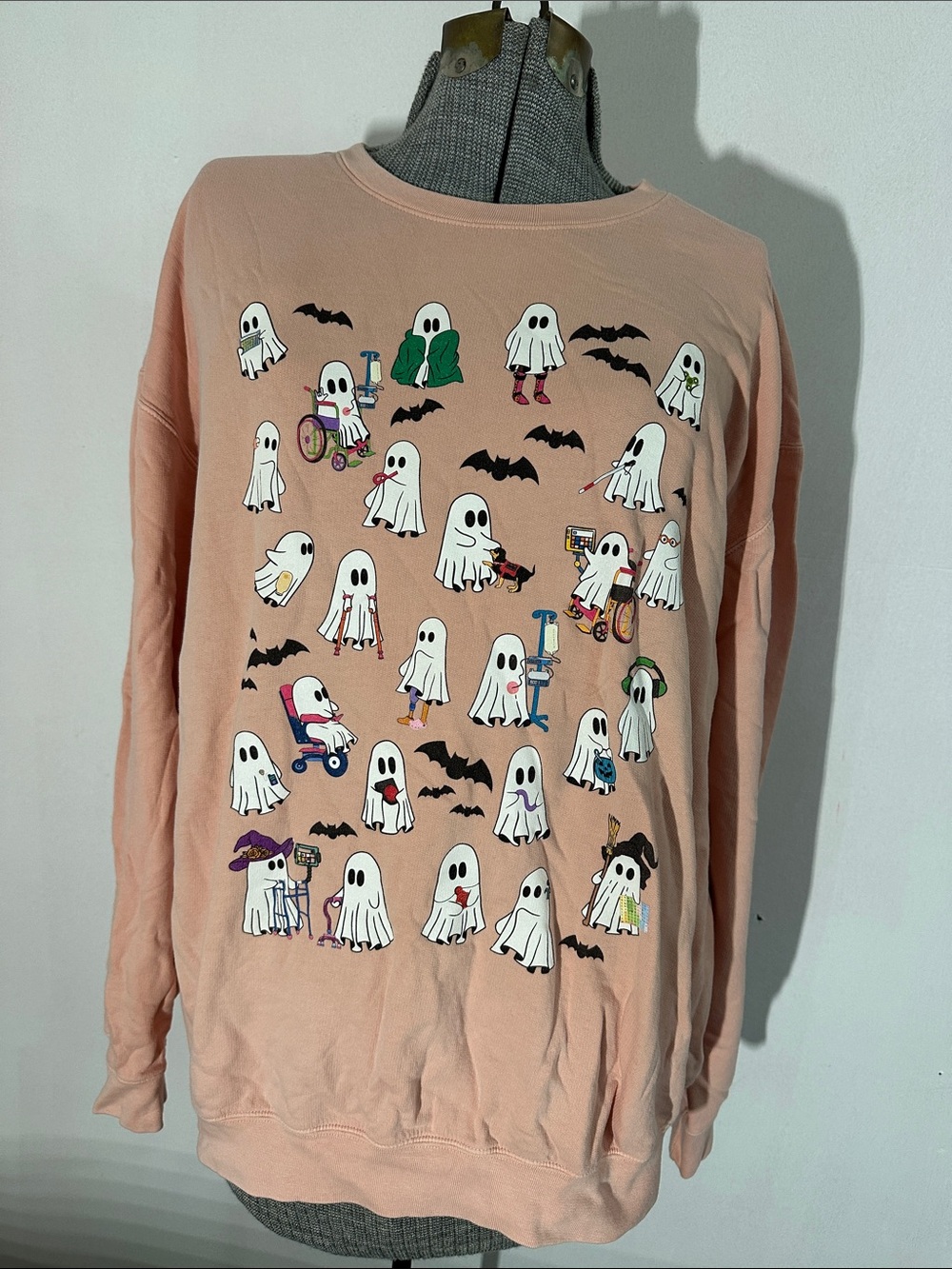 Comfort Colors XL Ghost Healthcare Halloween Sweatshirt Nurse Medical Pink
